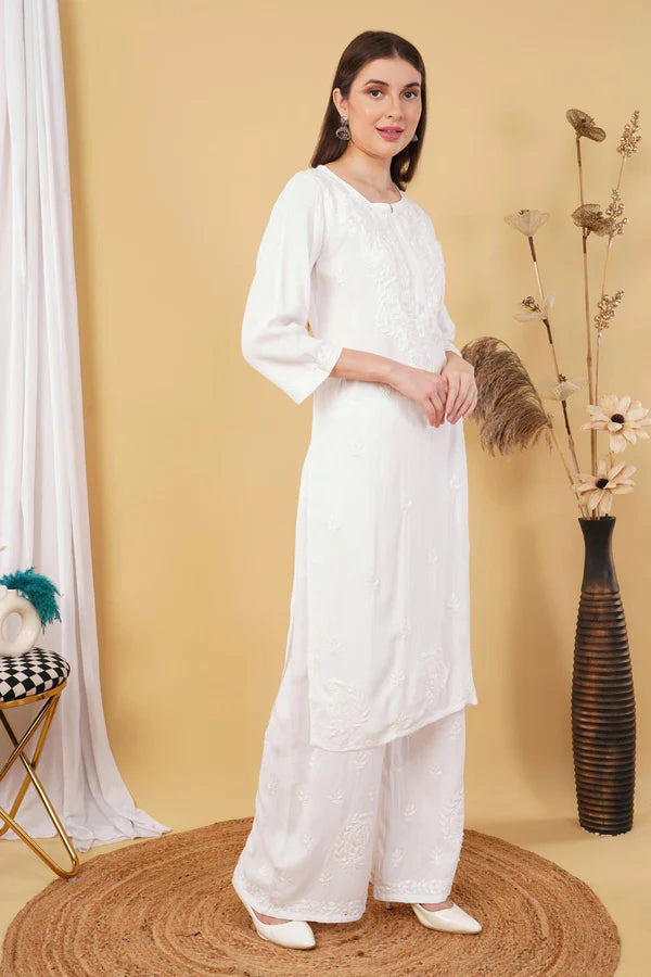 LabelChikankari Ombre Rayon Chikankari Kurta Set – A Blend of Tradition and Contemporary Charm