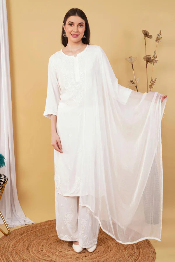 LabelChikankari Ombre Rayon Chikankari Kurta Set – A Blend of Tradition and Contemporary Charm