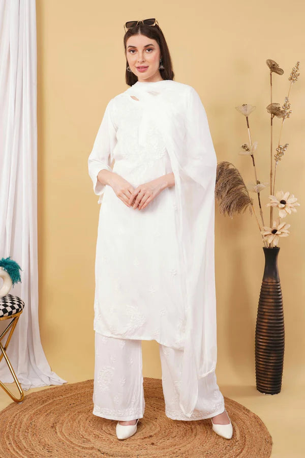 LabelChikankari Ombre Rayon Chikankari Kurta Set – A Blend of Tradition and Contemporary Charm