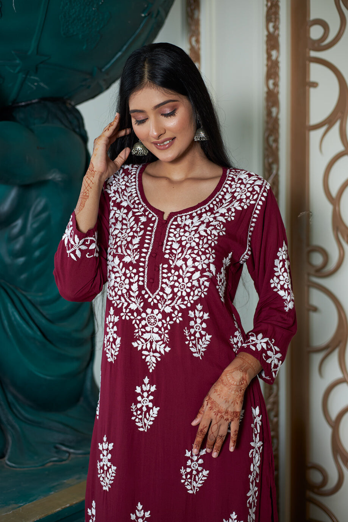 LabelChikankari’s Maroon Persian Knot Co-ord Set: A Fusion of Tradition and Comfort