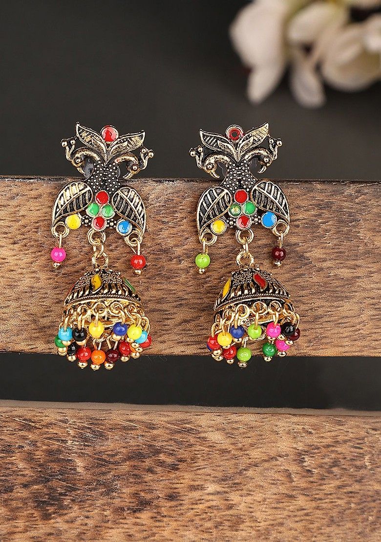 Modern Twist on Traditional Jhumkas – Gold-Plated Earrings