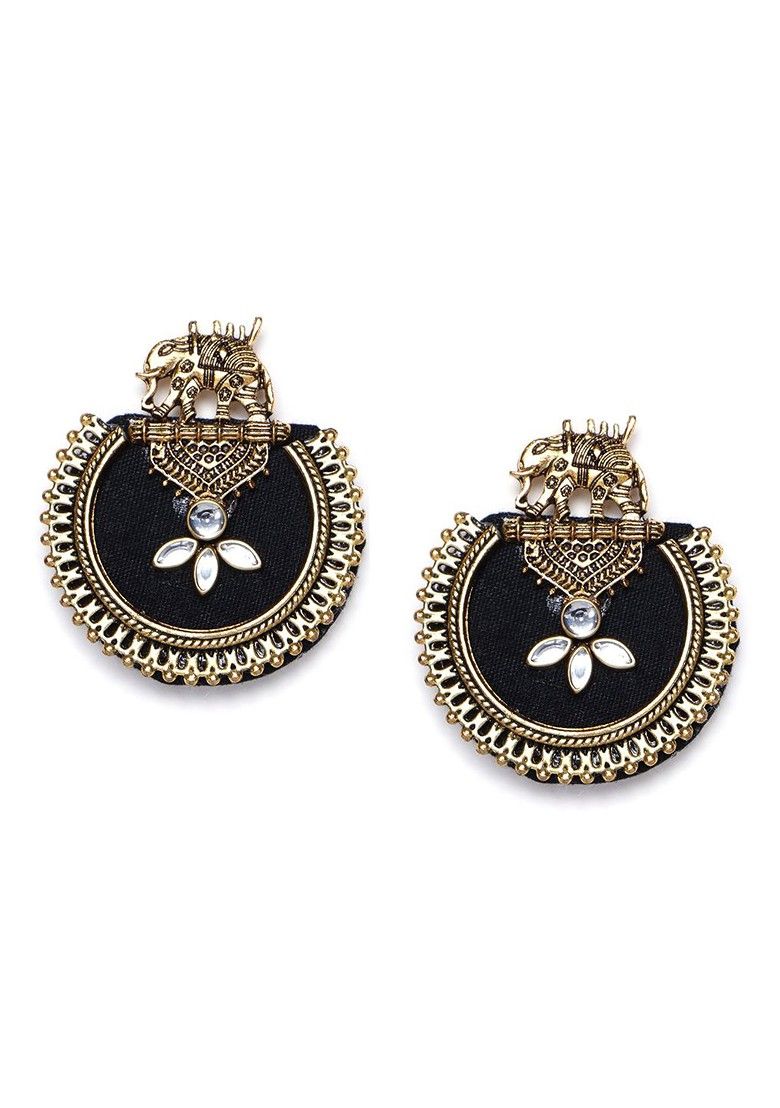 Elegant Elephant Motif Drop Earrings with Stones