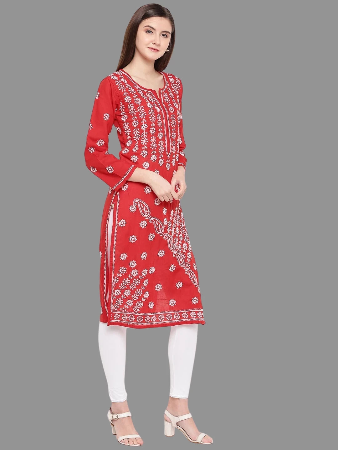 Handcrafted Lucknowi Chikankari Kurta with Ulti Bakhiya and Ghaspatti