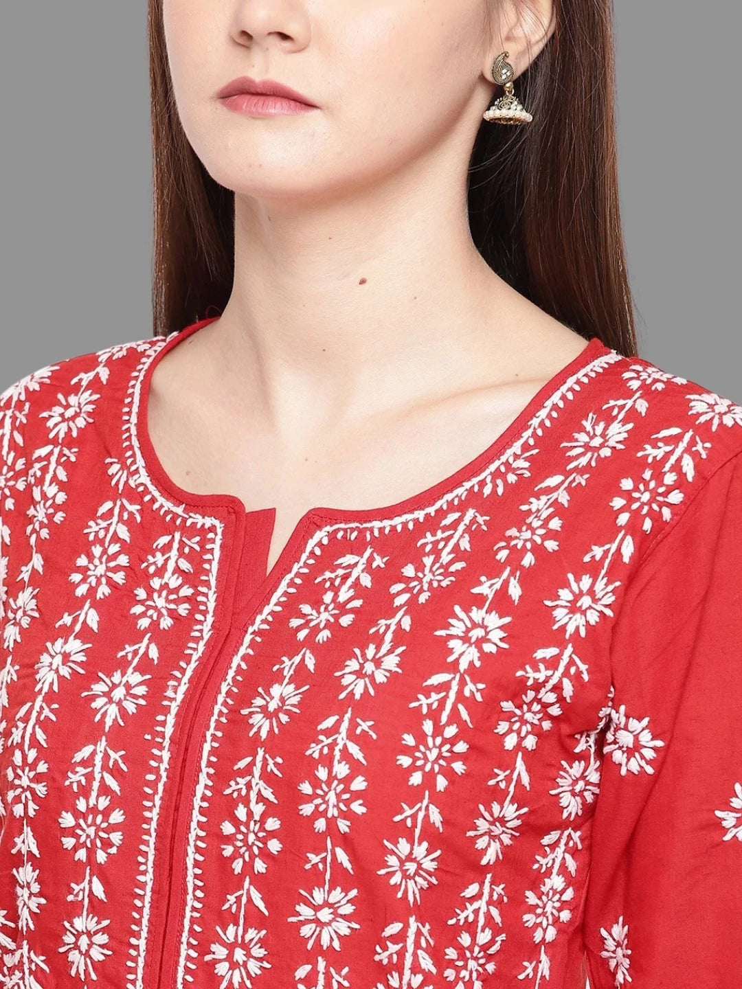 Handcrafted Lucknowi Chikankari Kurta with Ulti Bakhiya and Ghaspatti