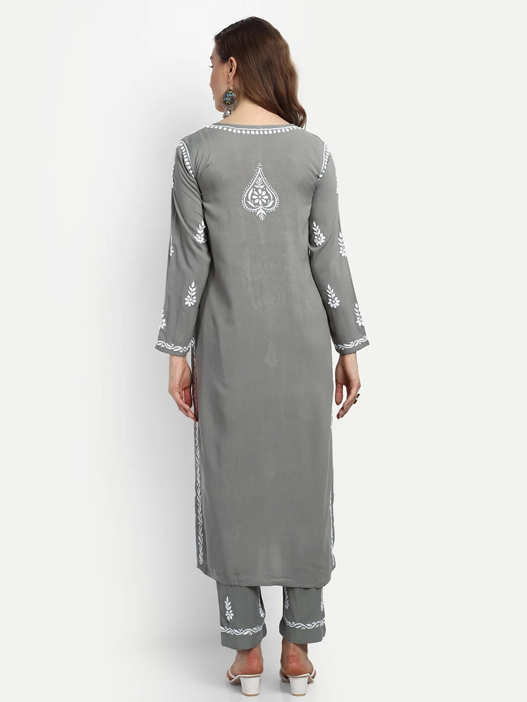 Graceful Handcrafted Rayon Chikankari Kurta Set for Timeless Elegance