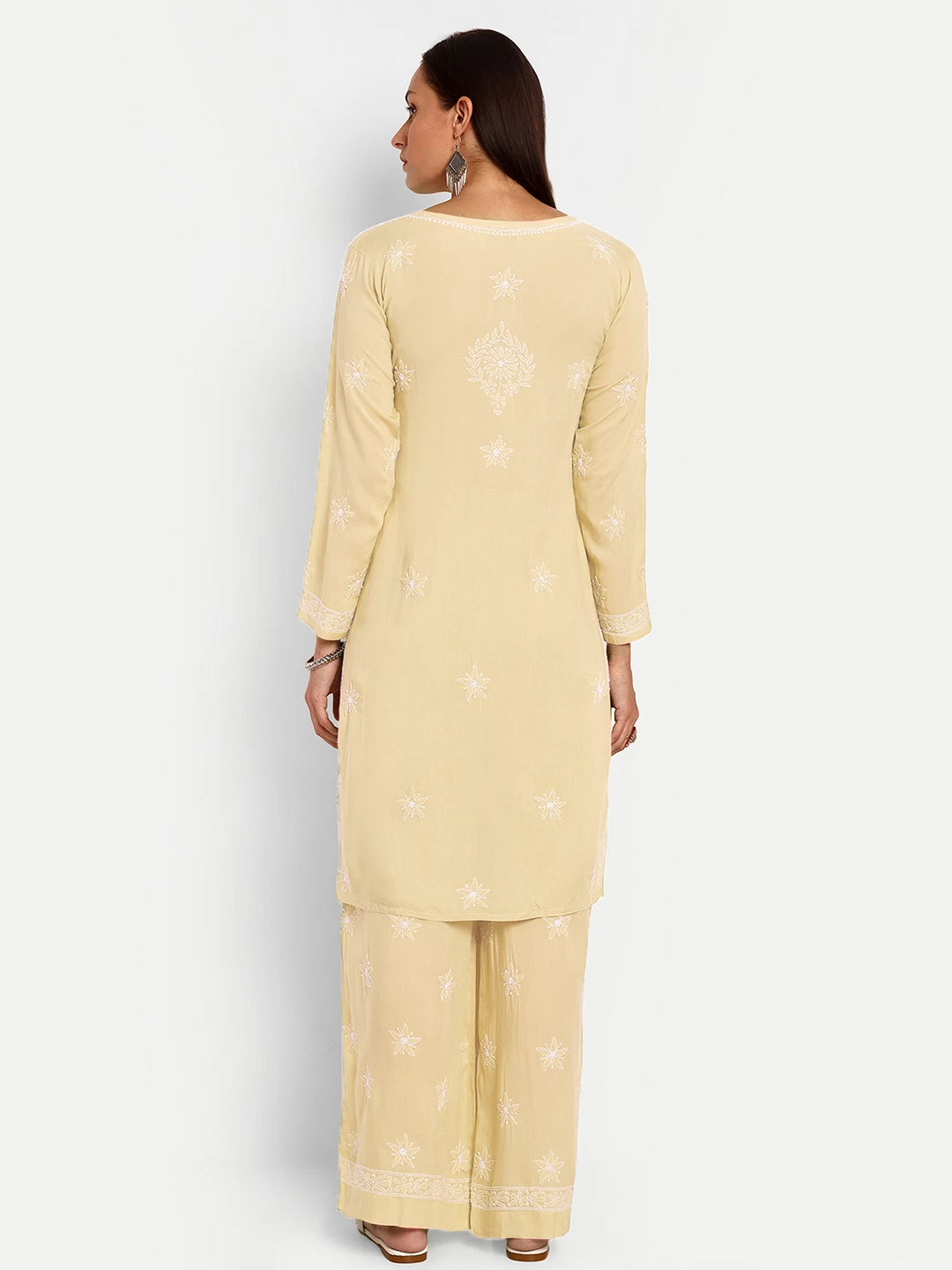 Graceful Hand-Embroidered Modal Chikankari Kurta and Trouser Set