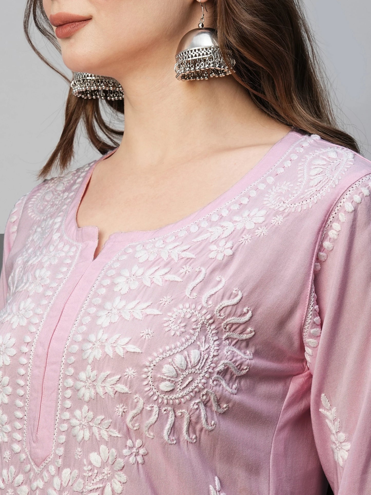 Graceful Handcrafted Rayon Kurta with Intricate Chikankari Work