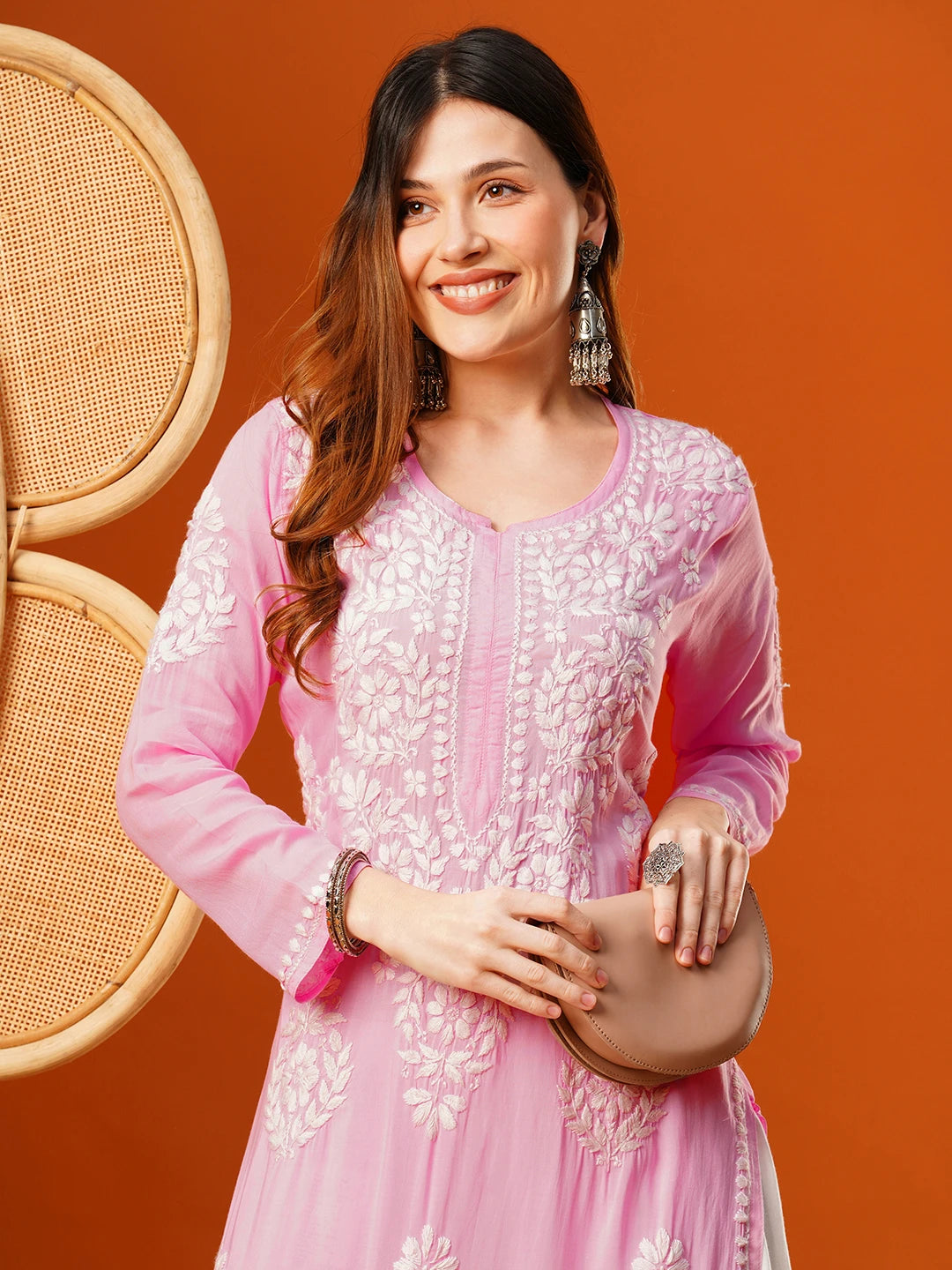 Hand-Embroidered Modal Lucknowi Chikankari Straight Kurta and Palazzo Set