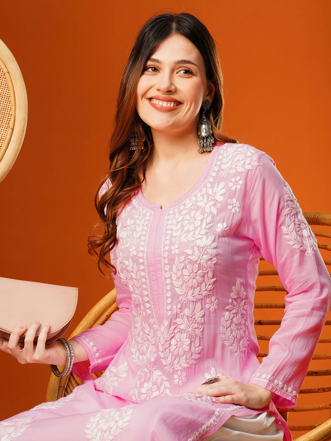 Hand-Embroidered Modal Lucknowi Chikankari Straight Kurta and Palazzo Set