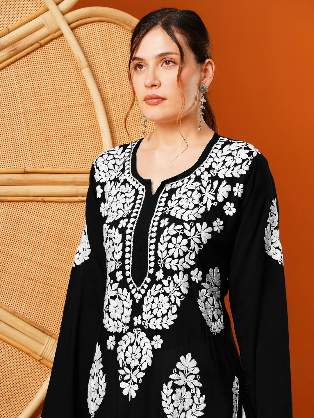 Hand-Embroidered Modal Lucknowi Chikankari Straight Kurta and Palazzo Set