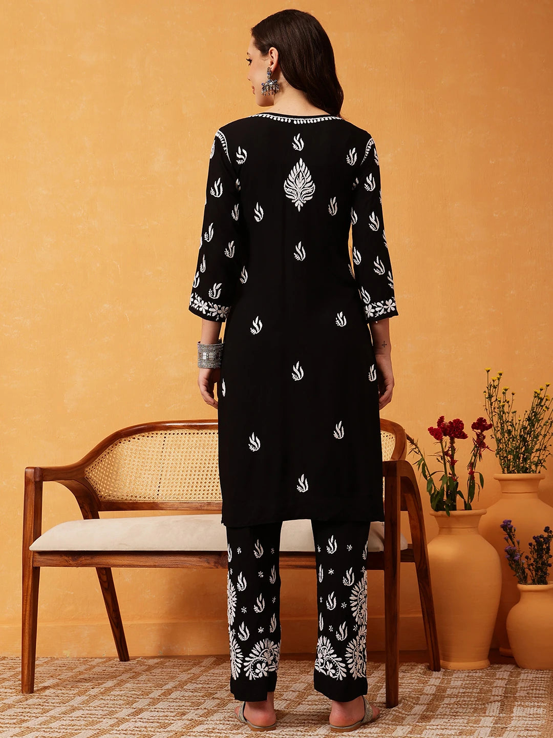 Graceful Hand-Embroidered Modal Chikankari Kurta Set