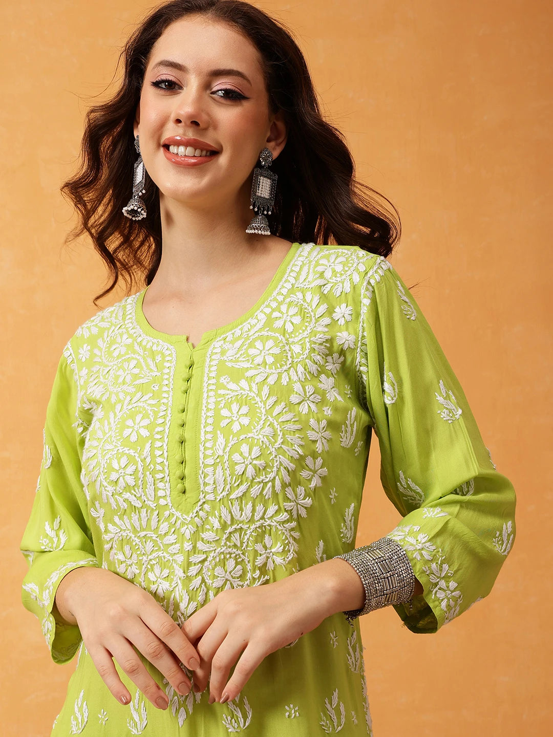 Graceful Hand-Embroidered Modal Chikankari Kurta Set