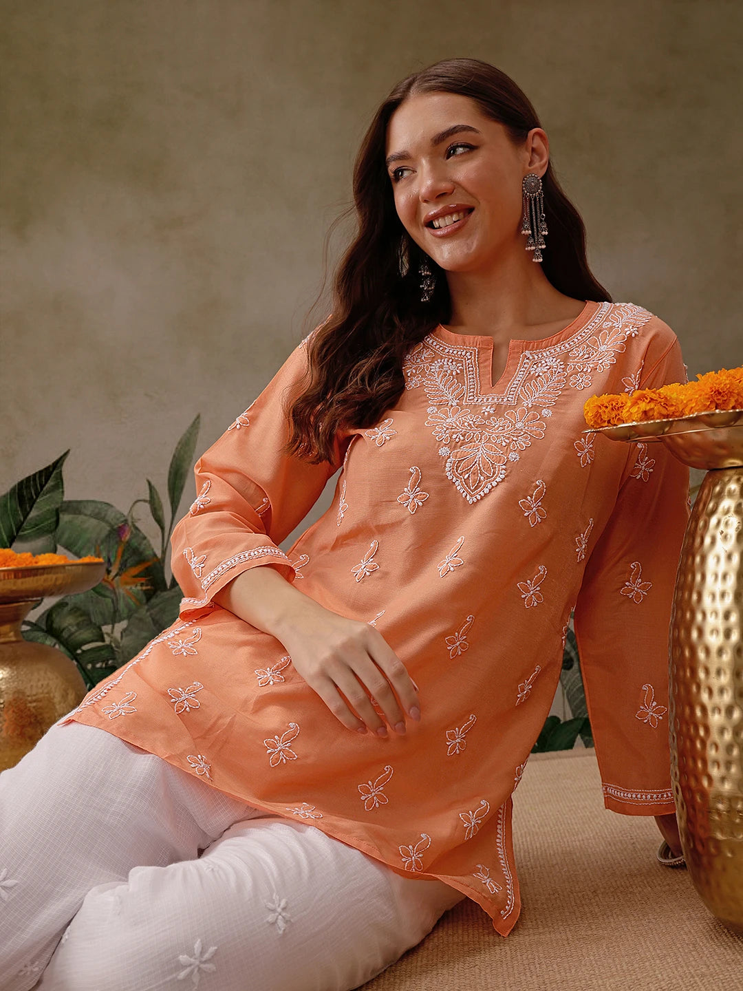 LabelChikankari Muslin Kurti Effortless Style with Handcrafted Embroidery