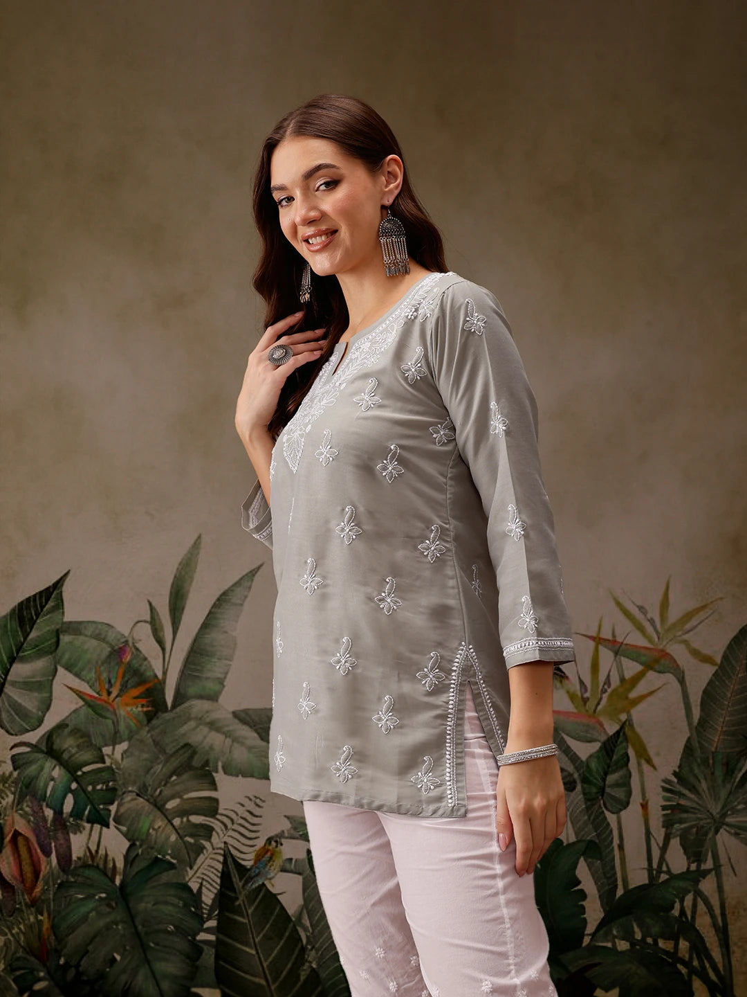 LabelChikankari Muslin Kurti Effortless Style with Handcrafted Embroidery