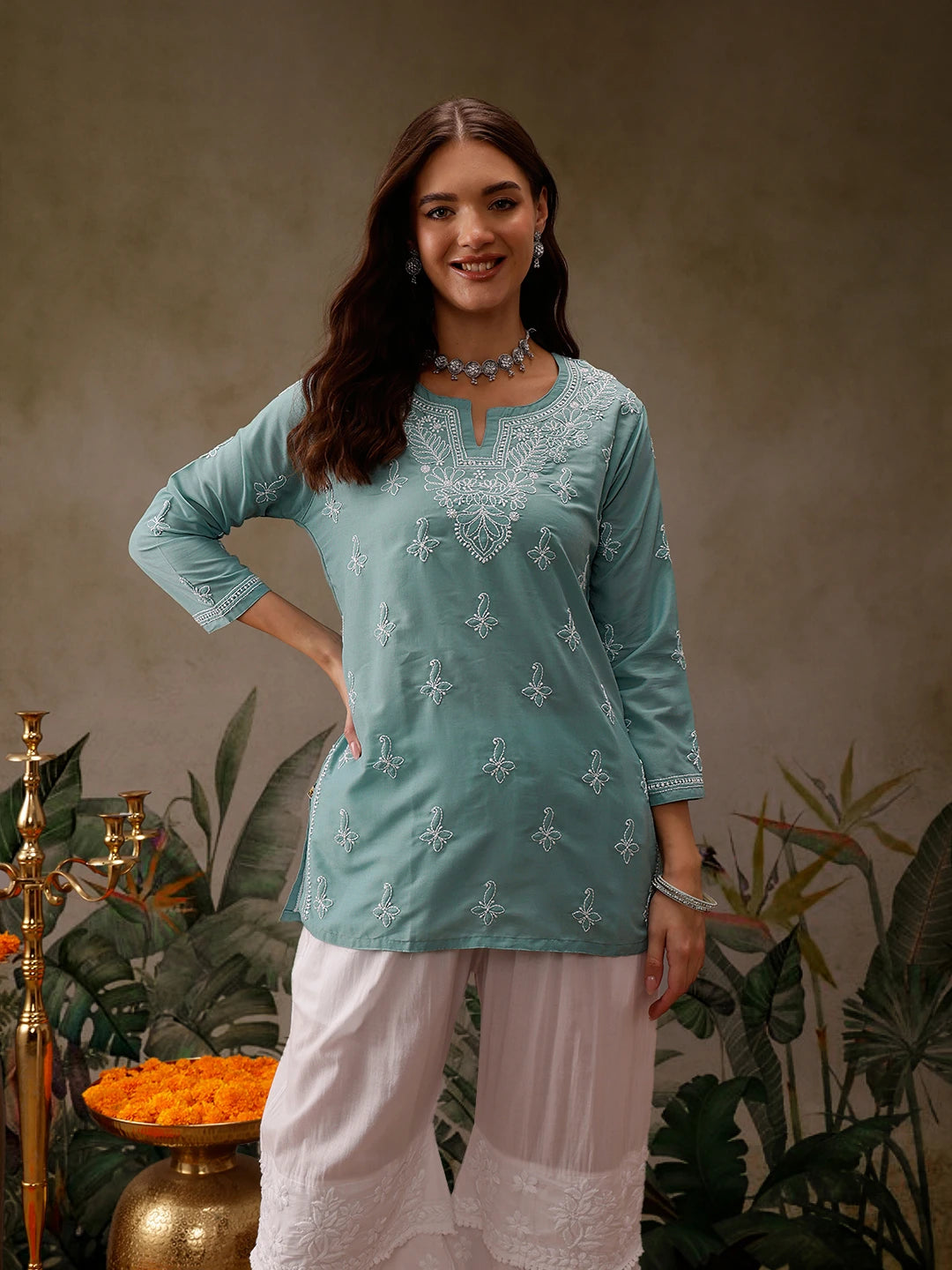 LabelChikankari Muslin Kurti Effortless Style with Handcrafted Embroidery