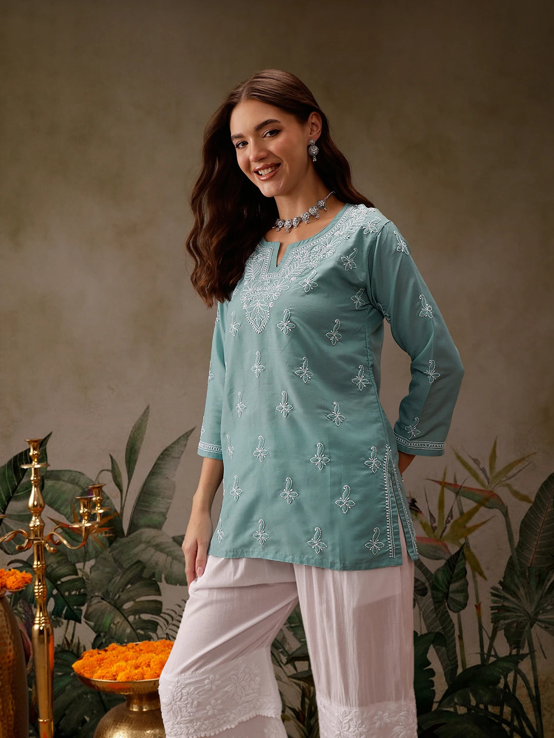 LabelChikankari Muslin Kurti Effortless Style with Handcrafted Embroidery