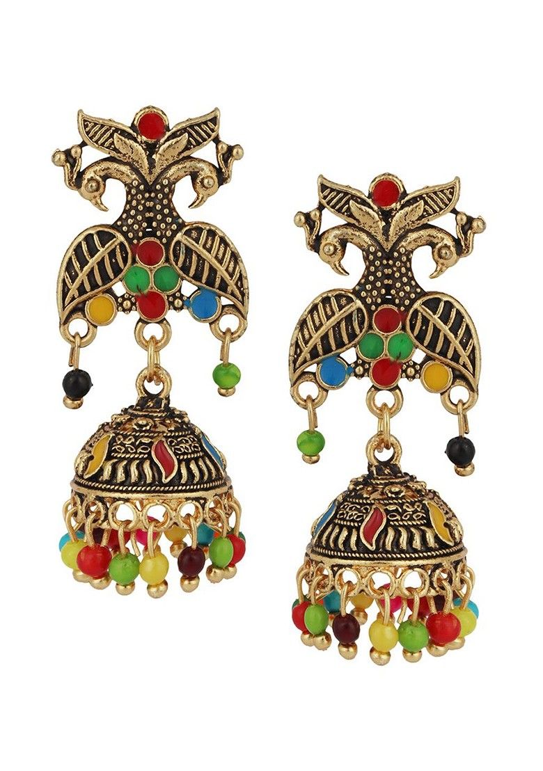 Modern Twist on Traditional Jhumkas – Gold-Plated Earrings