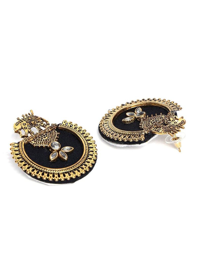 Elegant Elephant Motif Drop Earrings with Stones