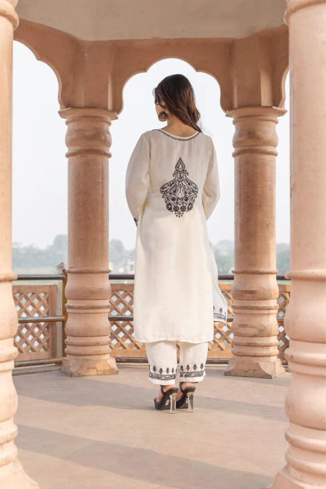 Monochrome Magic: Saina Muslin Black & White Chikankari Coord Set