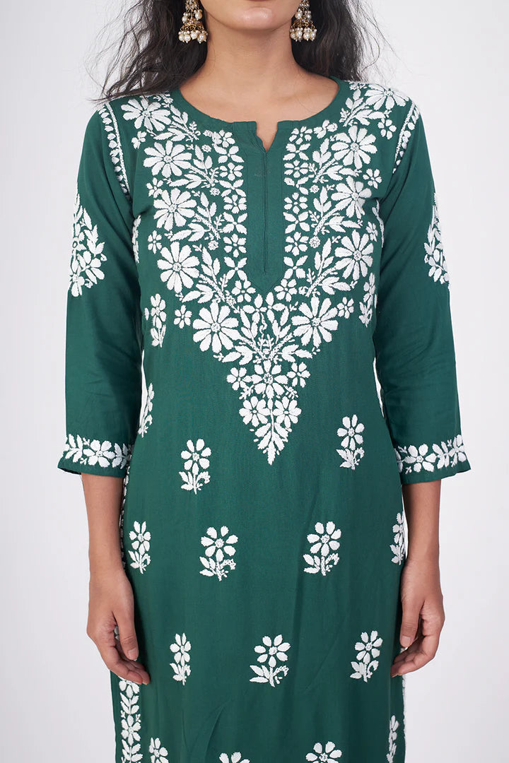 Graceful and Stylish: Handcrafted Lucknowi Kurta with Palazzo