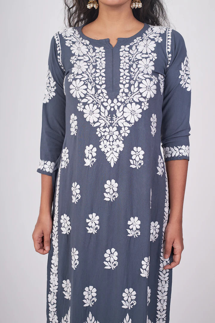 Graceful and Stylish: Handcrafted Lucknowi Kurta with Palazzo