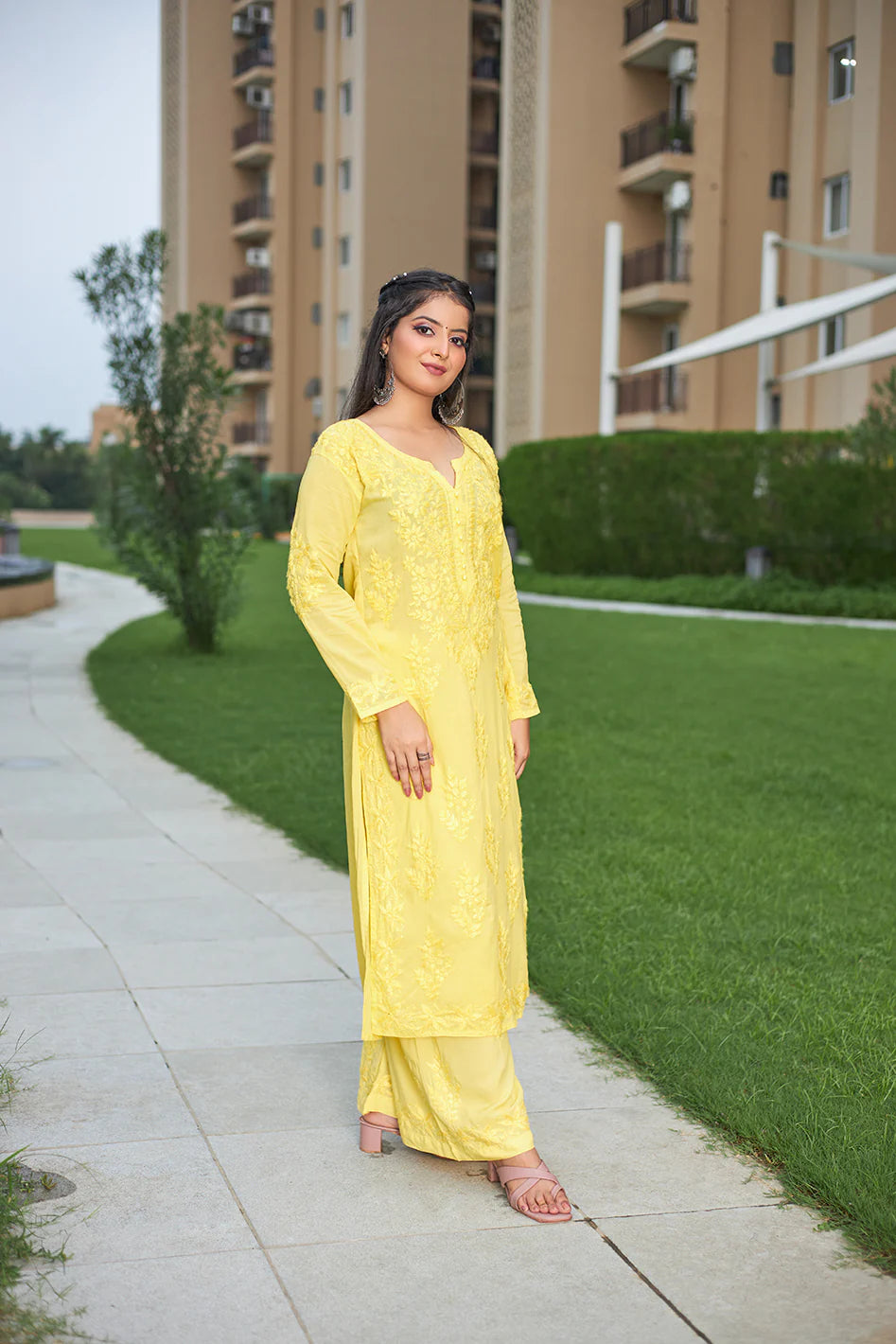 Sleek and Stylish: LabelChikankari’s Modal Cotton Yellow Co-ord Set