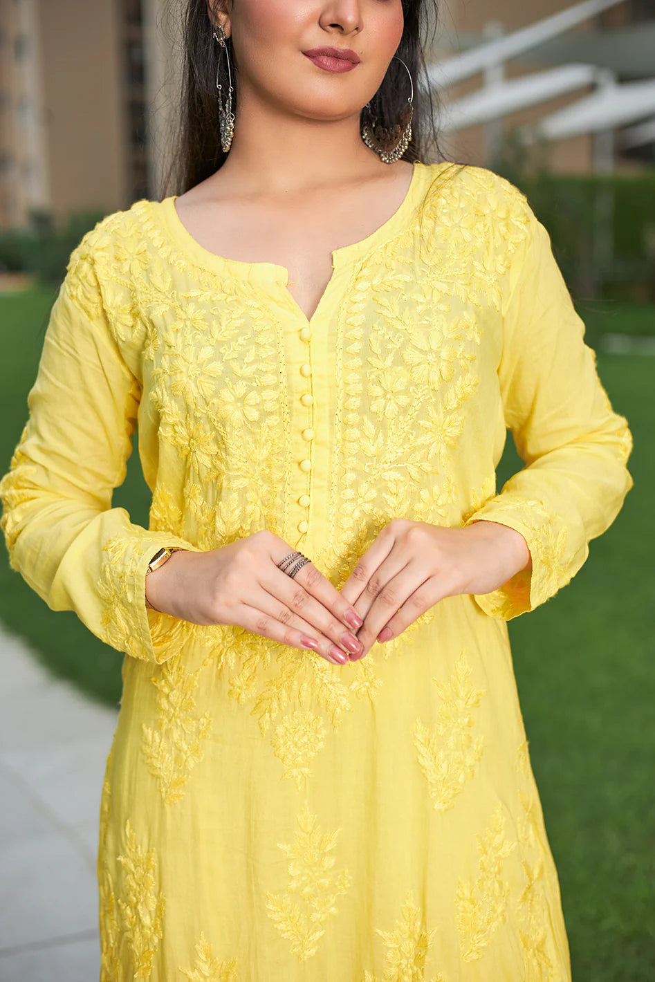 Sleek and Stylish: LabelChikankari’s Modal Cotton Yellow Co-ord Set