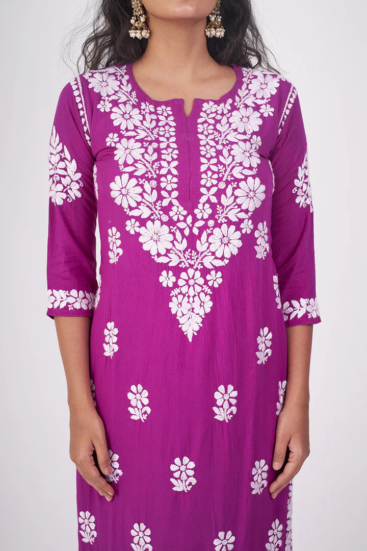 Graceful and Stylish: Handcrafted Lucknowi Kurta with Palazzo