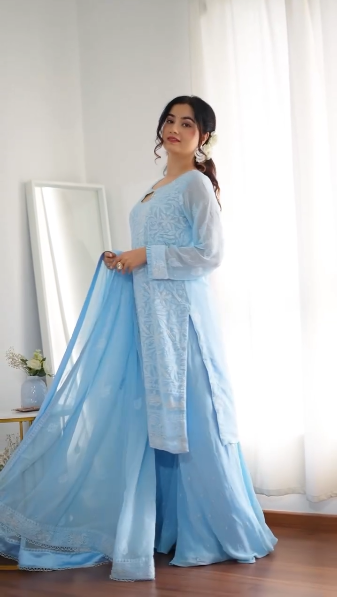 Radiate Grace: Premium Chikankari Suits for Weddings and Celebrations