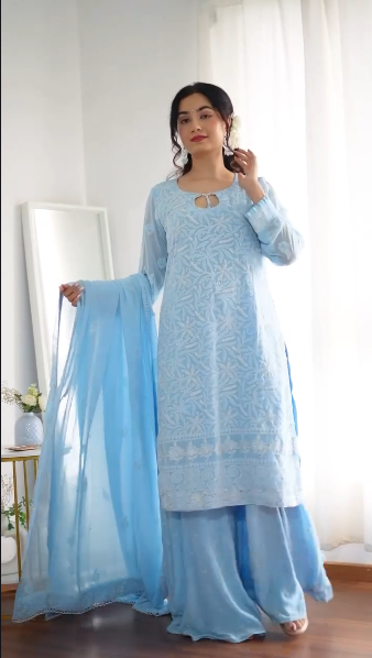 Radiate Grace: Premium Chikankari Suits for Weddings and Celebrations