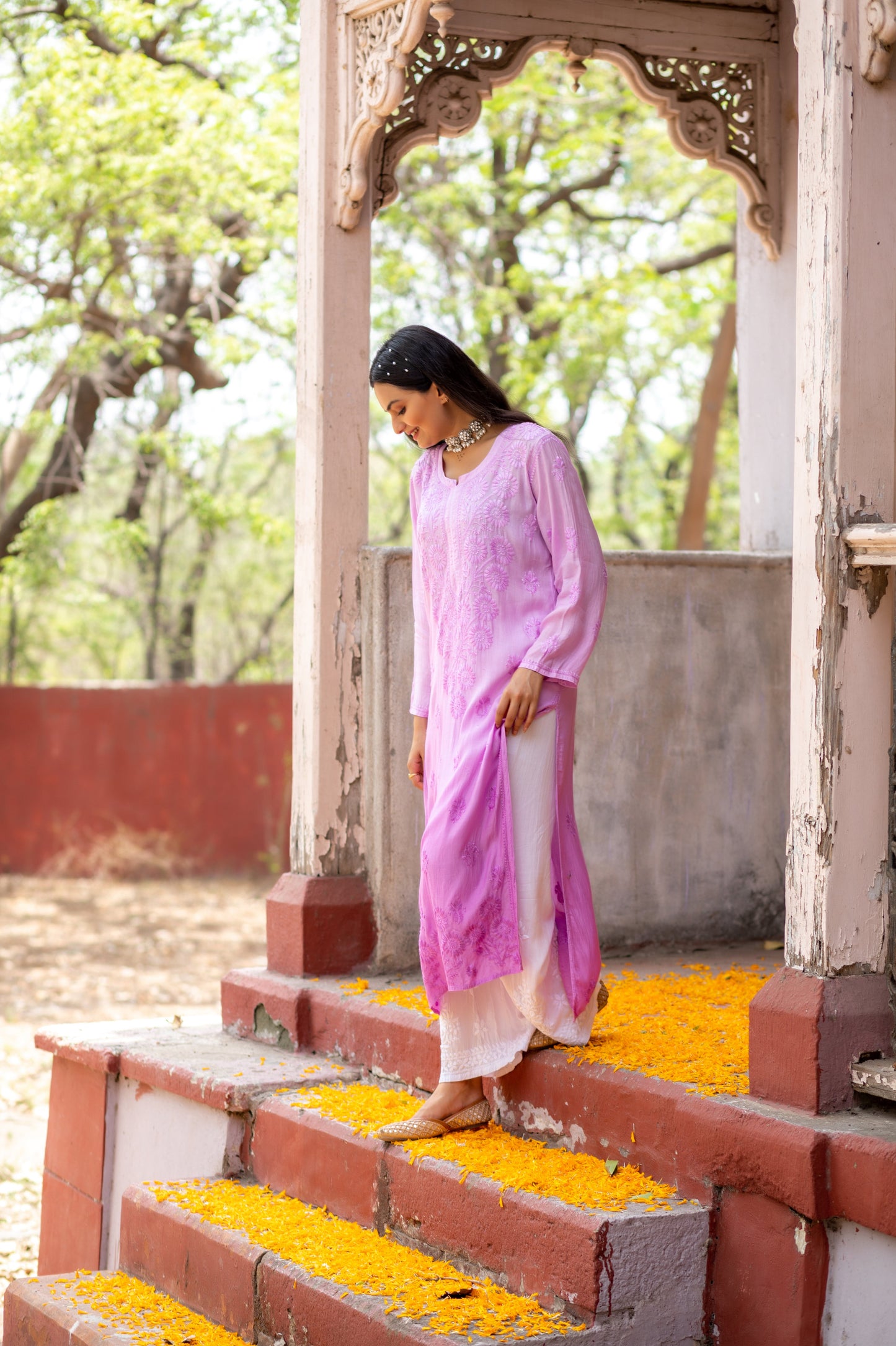 Breezy Handcrafted Chikankari Kurti and Palazzo in Soft Fabrics