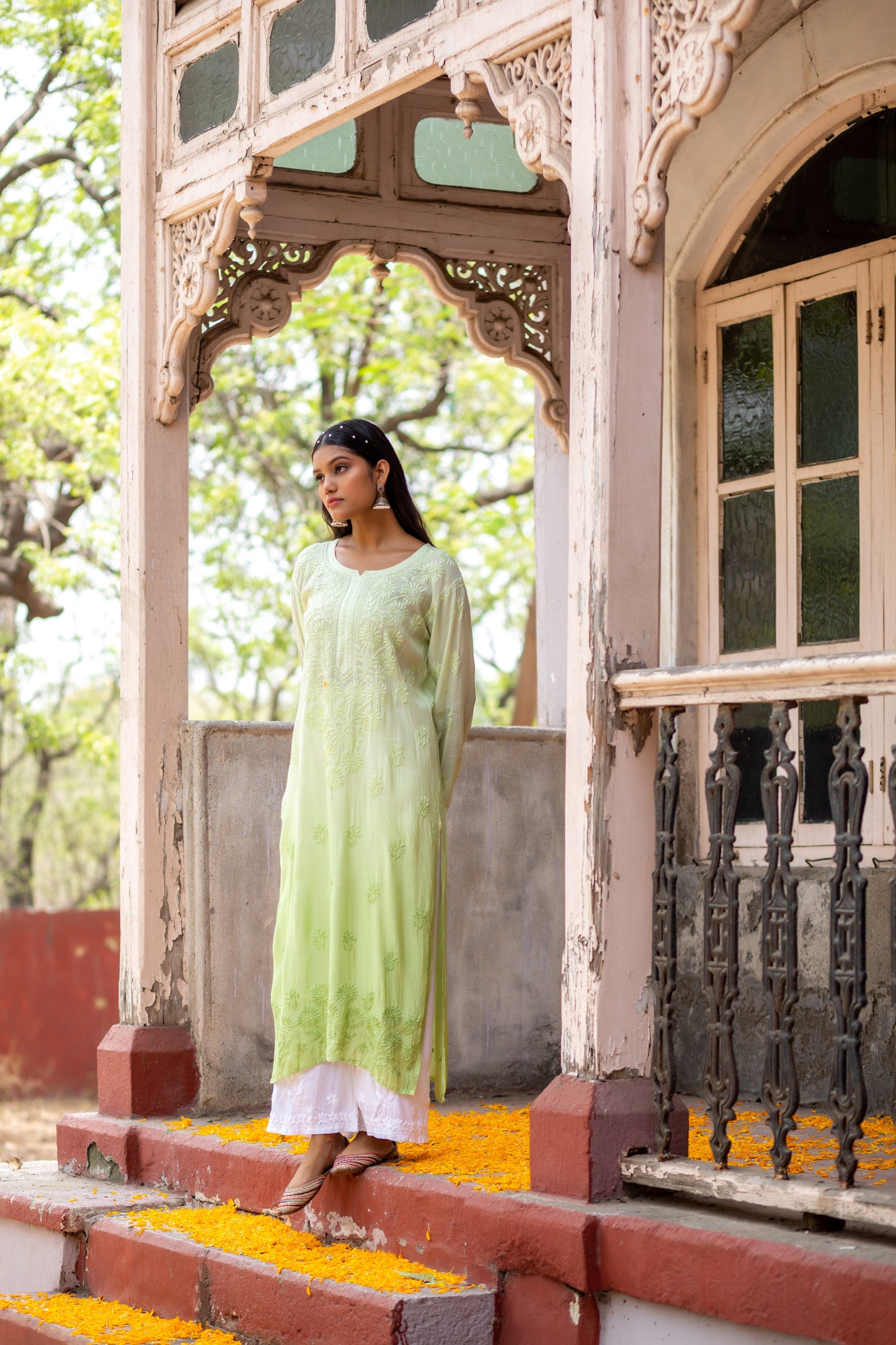 Breezy Handcrafted Chikankari Kurti and Palazzo in Soft Fabrics