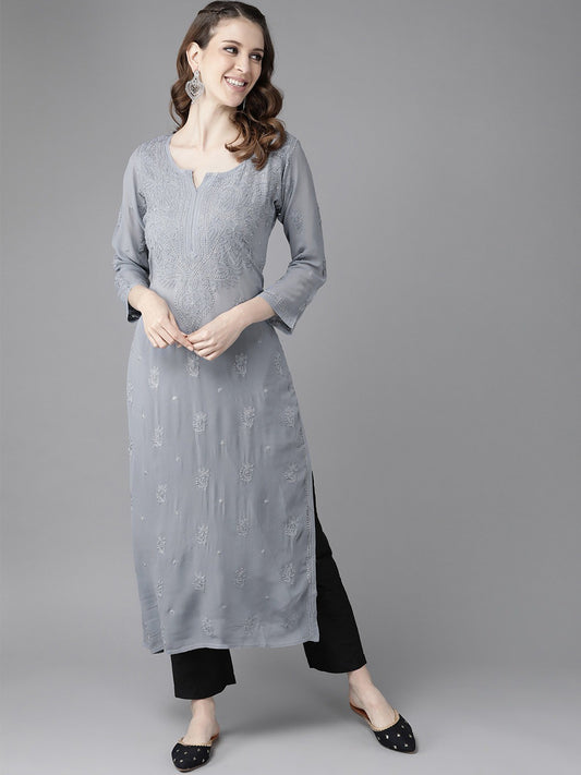 Graceful Hand-Embroidered Viscose Georgette Kurta for Every Occasion