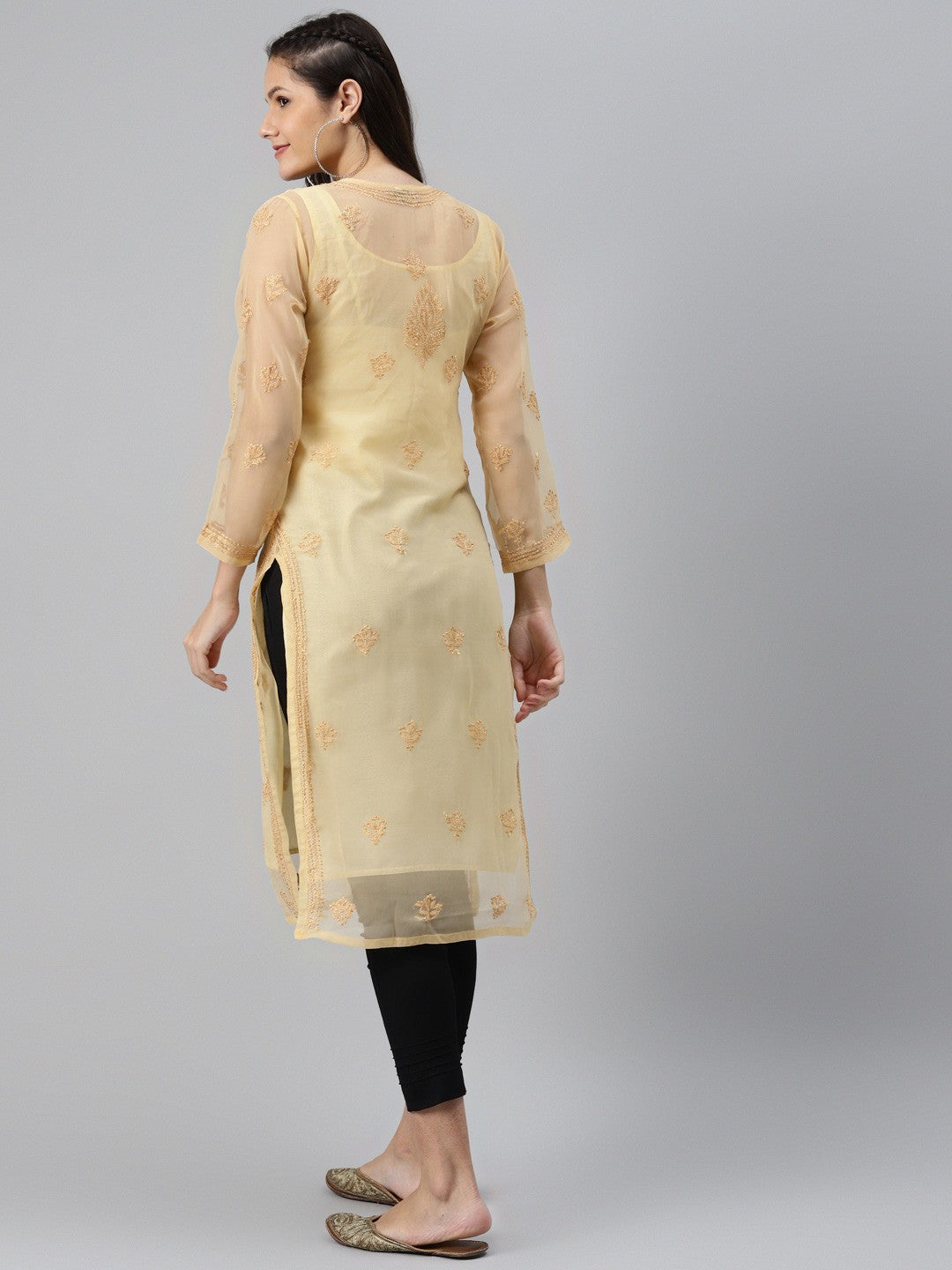 Timeless Handcrafted Chikankari Faux Georgette Kurta and Cotton Trouser Set