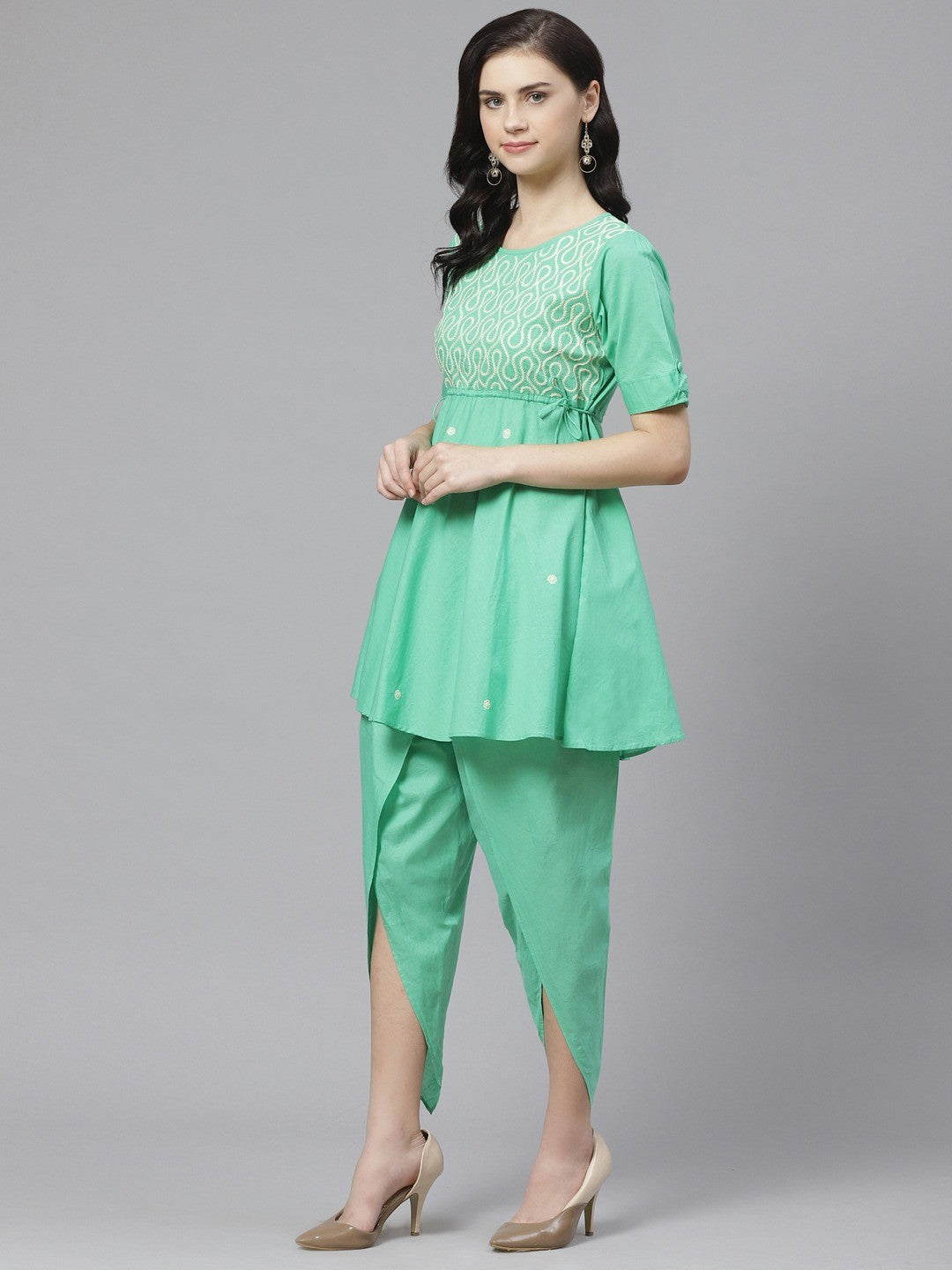 Timeless Lucknowi Chikankari Cotton Kurta with Stylish Dhoti Pants