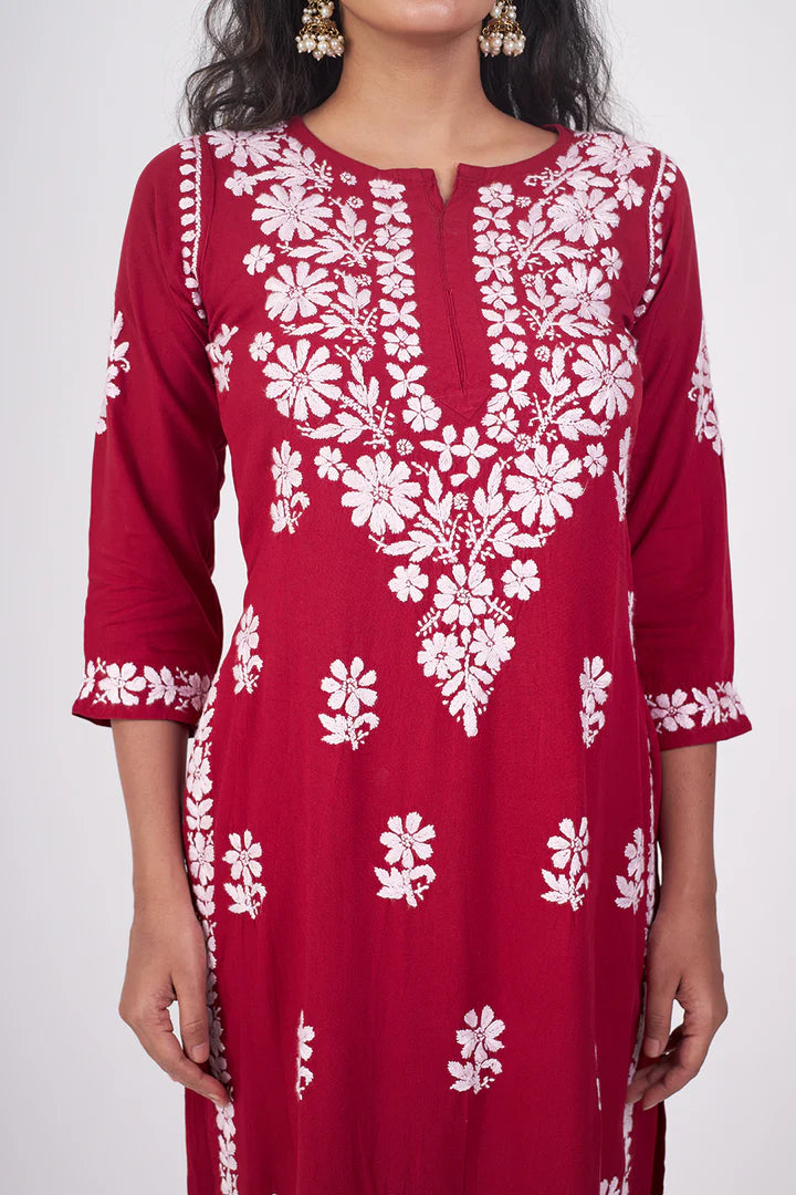 Graceful and Stylish: Handcrafted Lucknowi Kurta with Palazzo