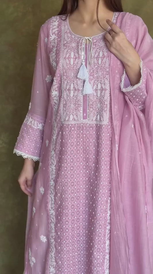 Chikankari Jacquard Sequins Kurta Set for Weddings & Celebrations