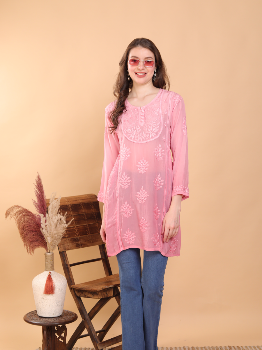 Effortless Elegance: The Anu Crepe Designer Chikankari Kurti