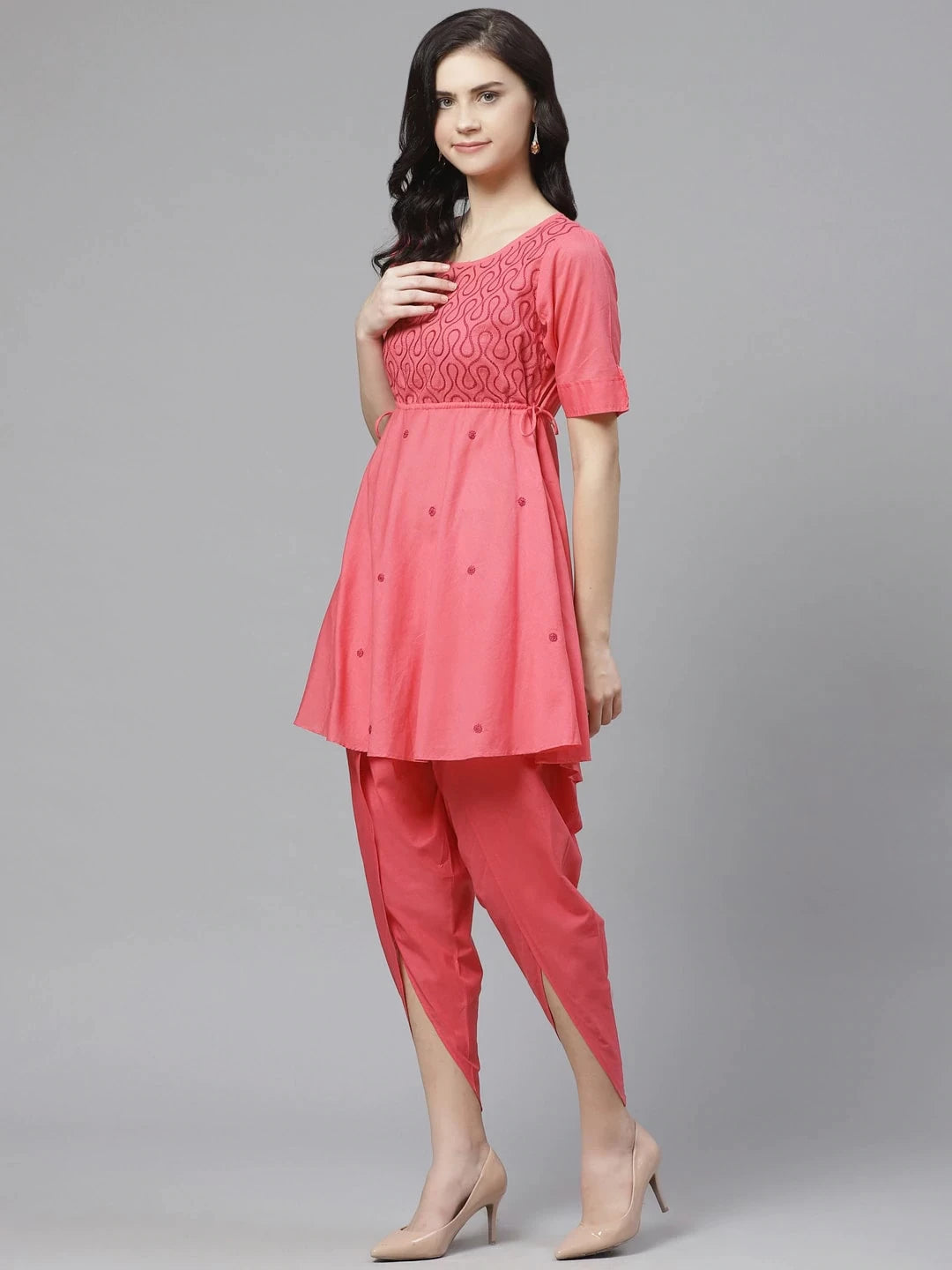 Timeless Lucknowi Chikankari Cotton Kurta with Stylish Dhoti Pants